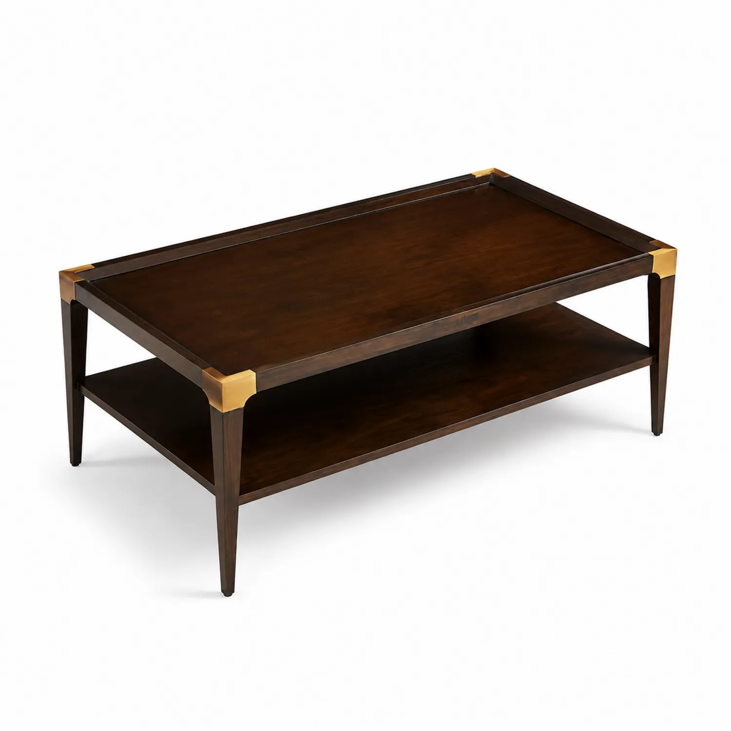 Tavolino da caffè rettangolare in legno con dettagli in metallo 120x60x40cm Marrone scuro-Veltrivoqor