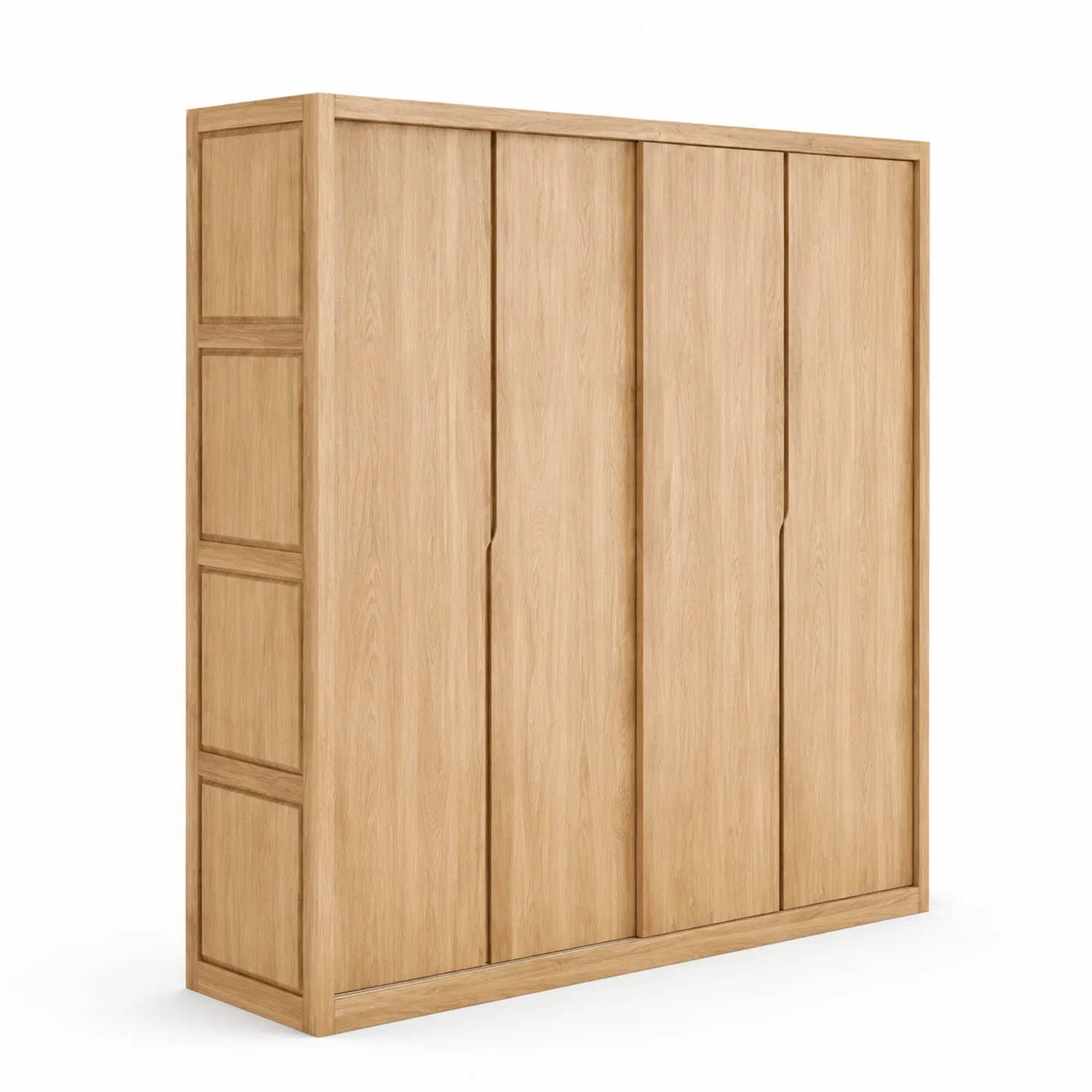 Armadio a 4 ante in legno di rovere naturale-Veltrivoqor