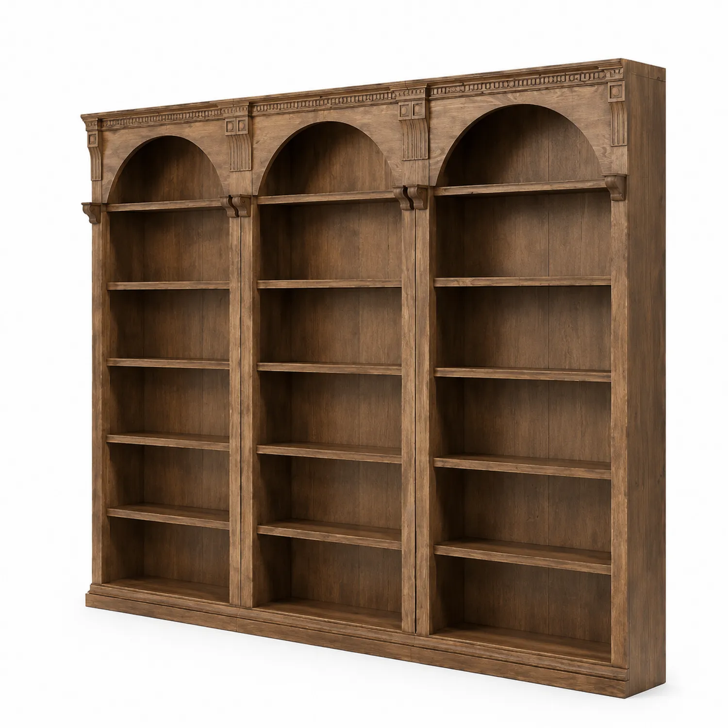 Libreria a Tre Sezioni in Legno con Archi 200x250x35cm-Veltrivoqor