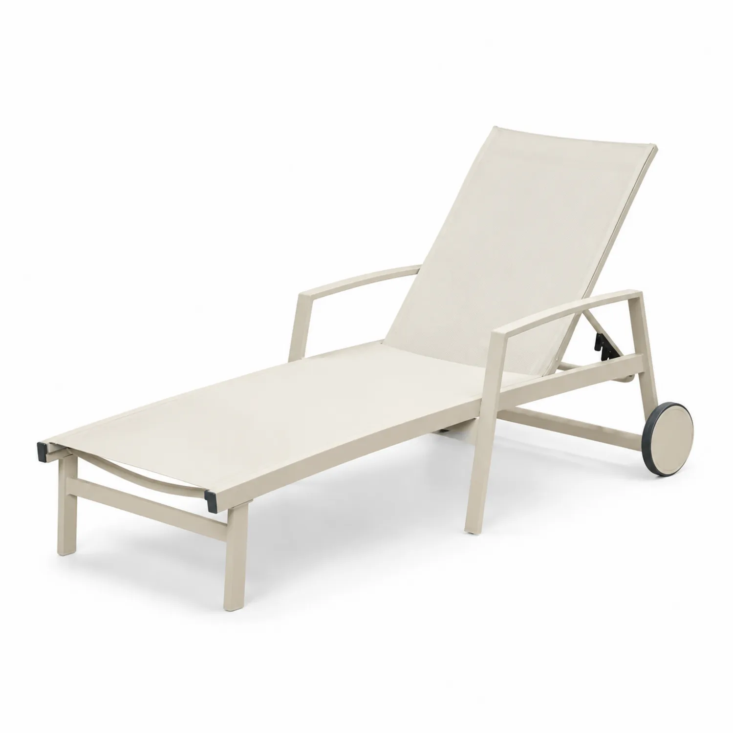 Lettino Prendisole in Alluminio con Tessuto Textilene Beige-Veltrivoqor