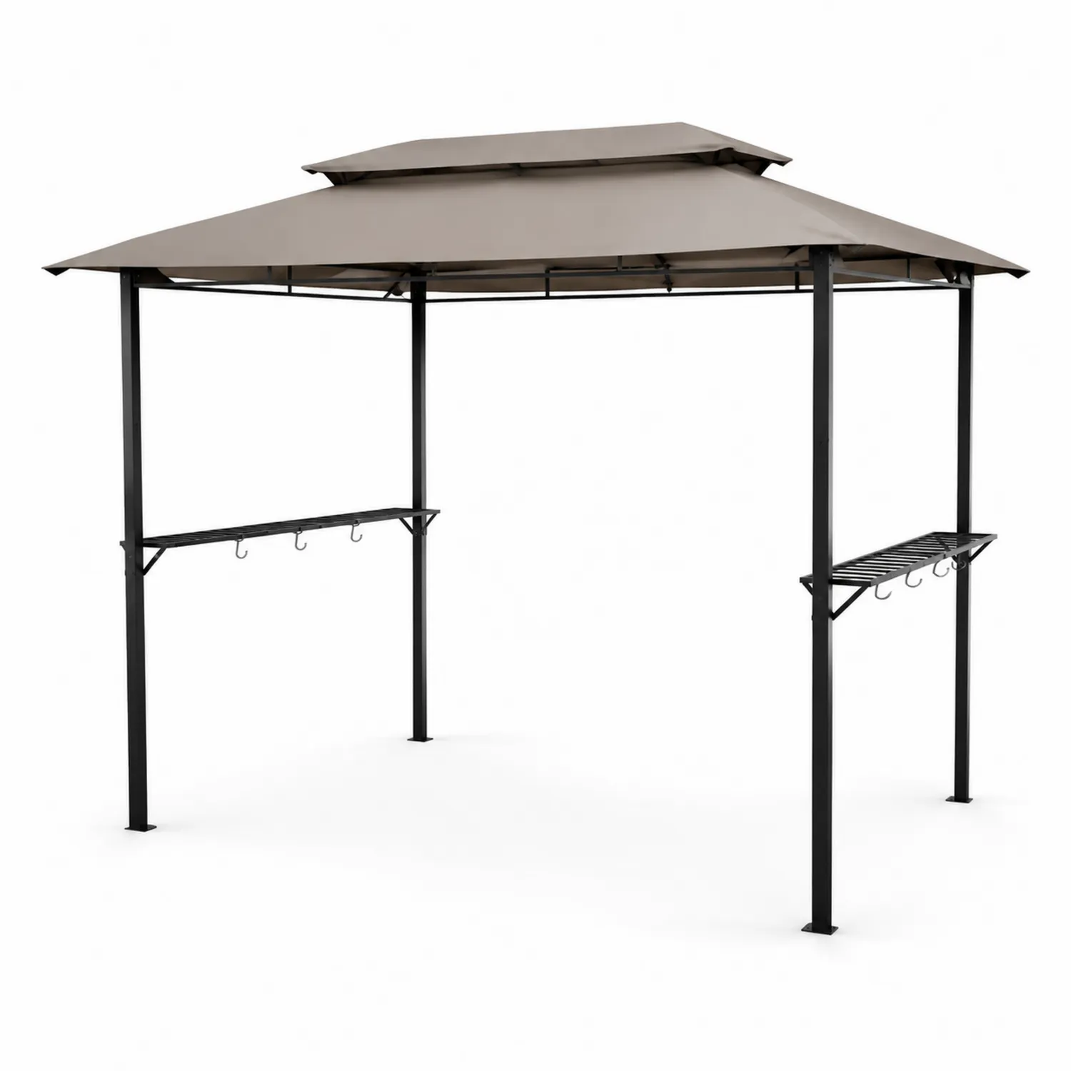 Gazebo in metallo 2x1.5m con tetto in poliestere beige-Veltrivoqor