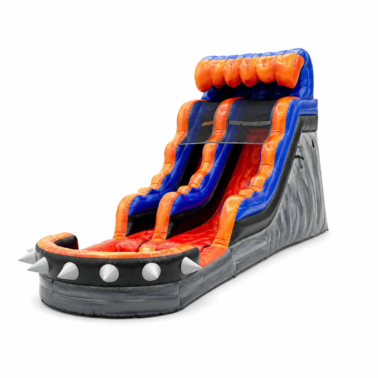 Scivolo Gonfiabile Doppio in PVC 12m Arancione, Blu e Nero-Veltrivoqor