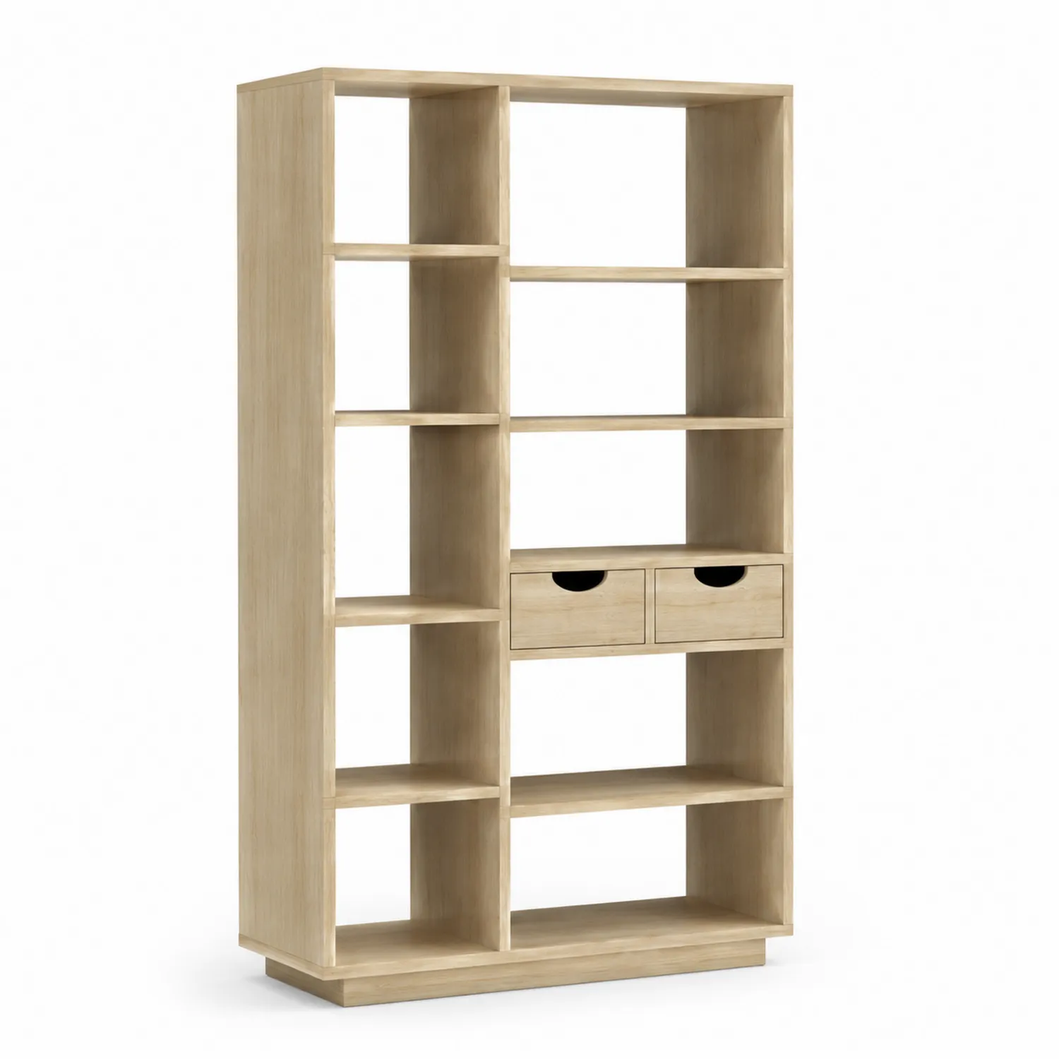 Libreria a Scaffali Multipli con Due Cassetti in Legno di Pino-Veltrivoqor
