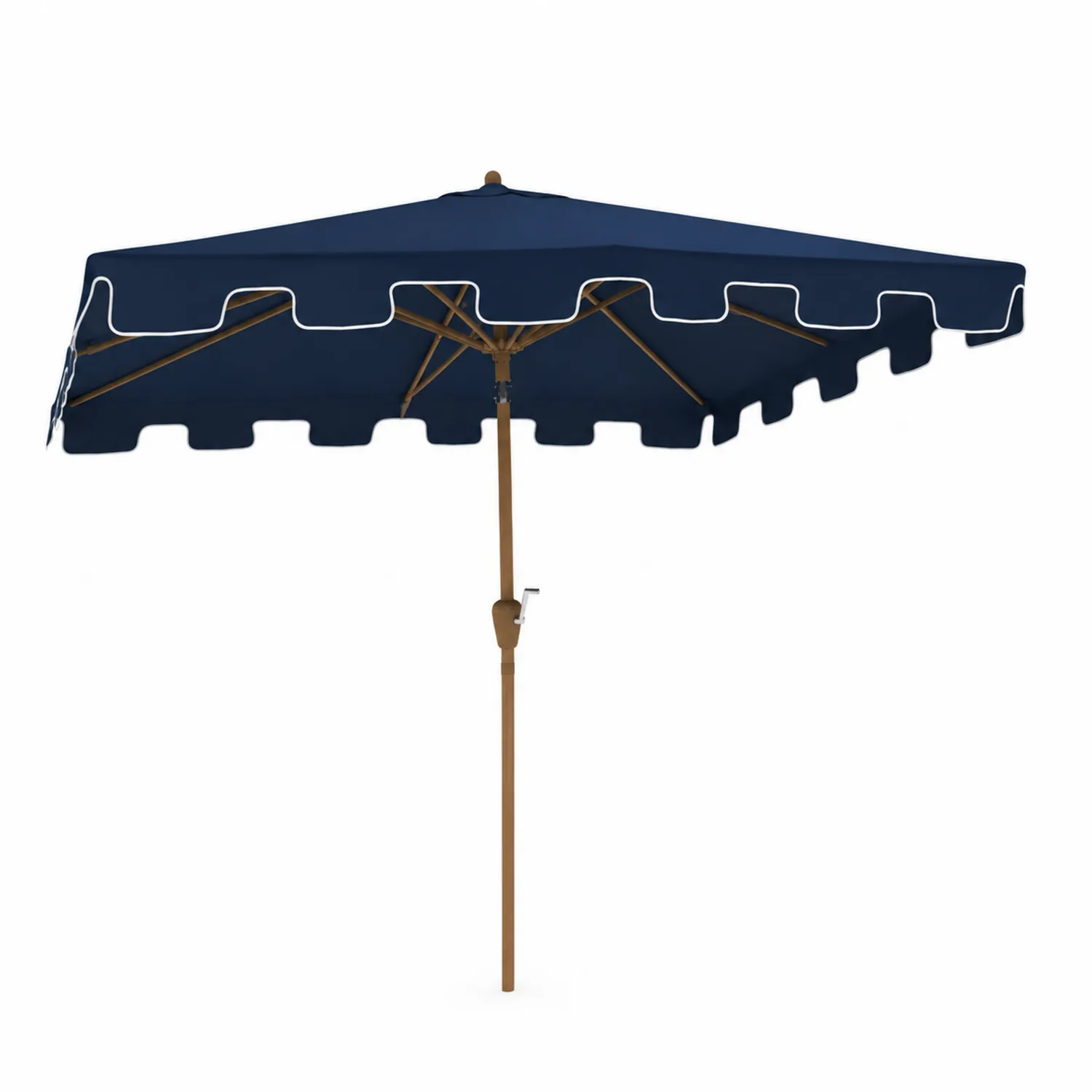 Ombrellone da giardino in legno e poliestere blu 180x180 cm-Veltrivoqor