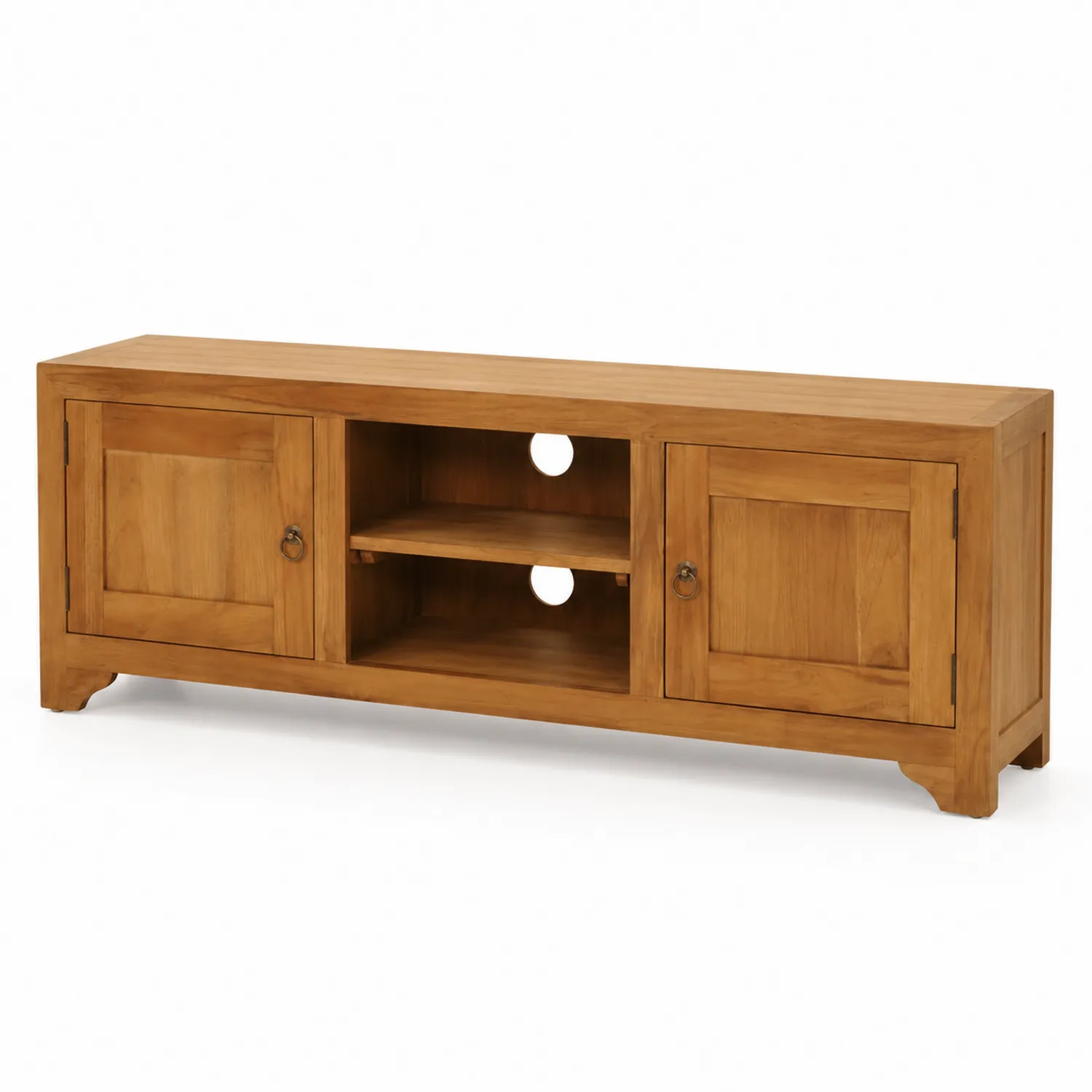 Mobile TV in legno massiccio di teak 140x30x40 cm-Veltrivoqor