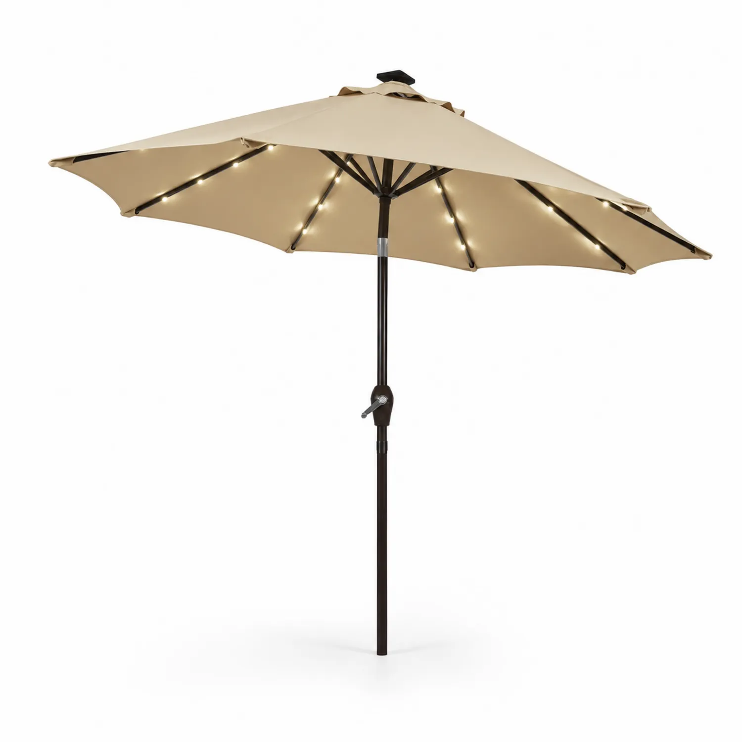 Ombrellone in poliestere beige con LED solari-Veltrivoqor