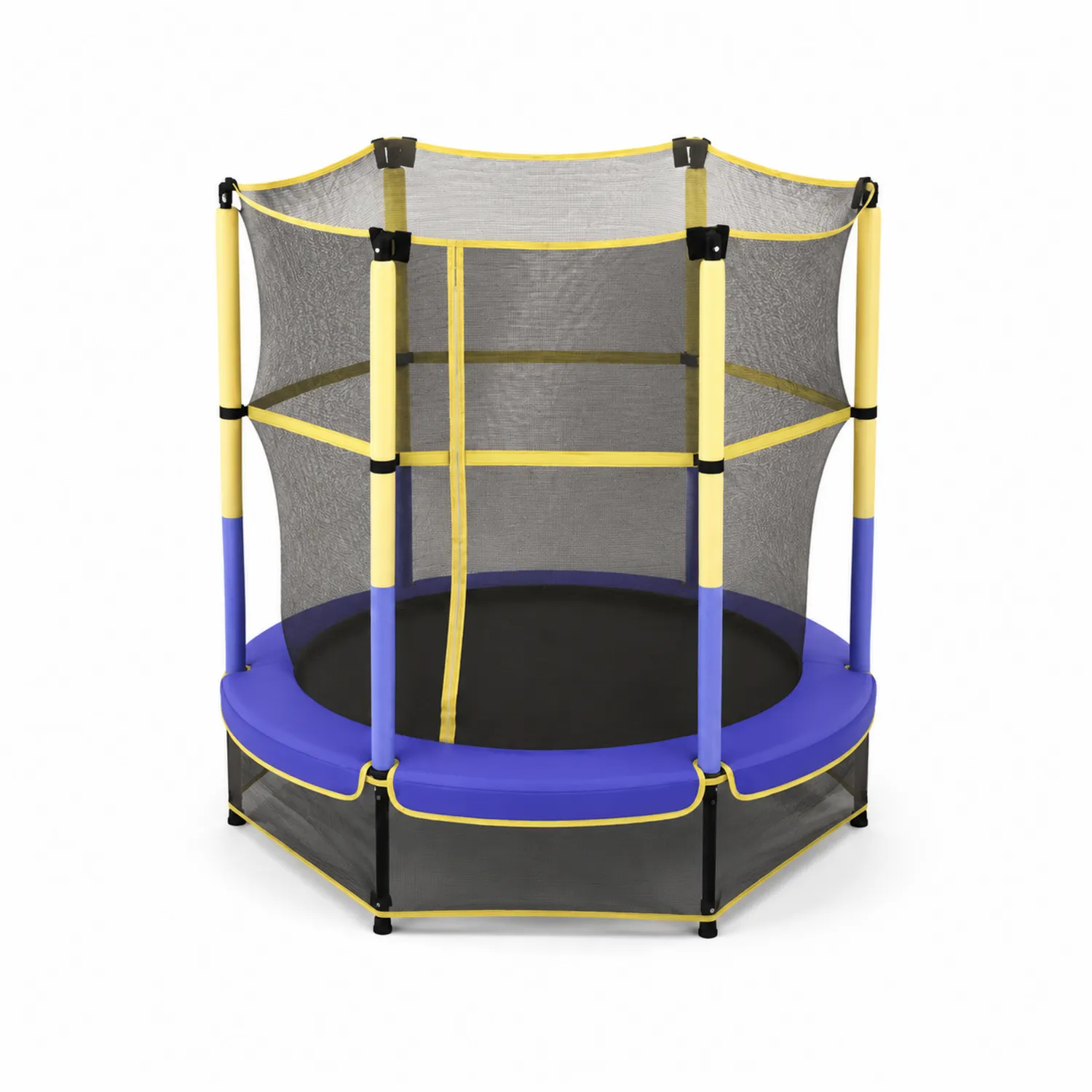 Trampolino per Bambini con Rete di Sicurezza in Acciaio Blu e Giallo-Veltrivoqor