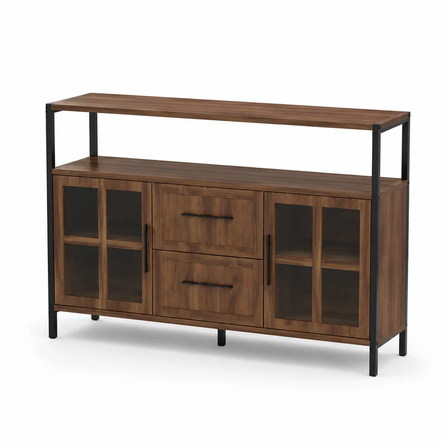 Credenza in MDF e Metallo con Ante in Vetro-Veltrivoqor