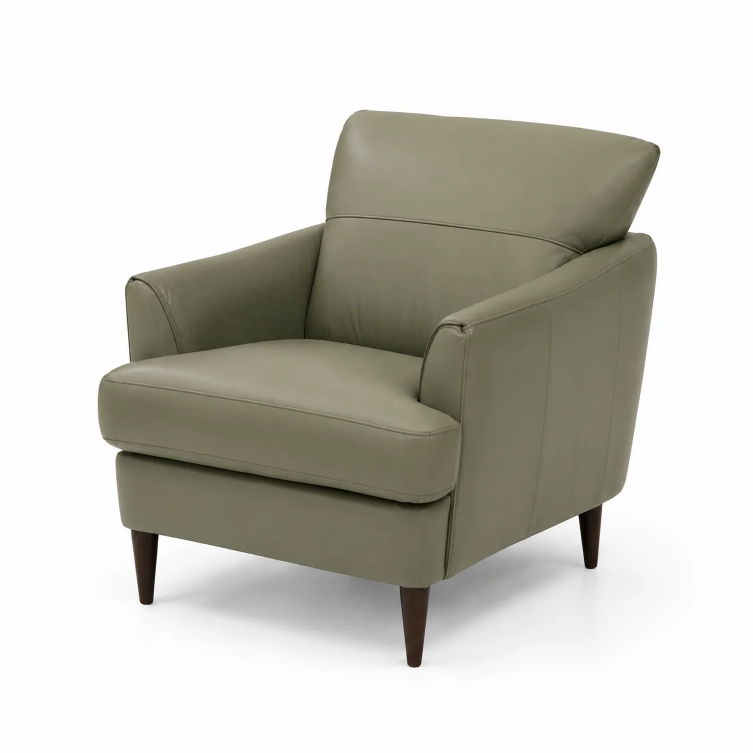 Poltrona in Pelle PU Verde Oliva con Gambe in Legno di Faggio-Veltrivoqor