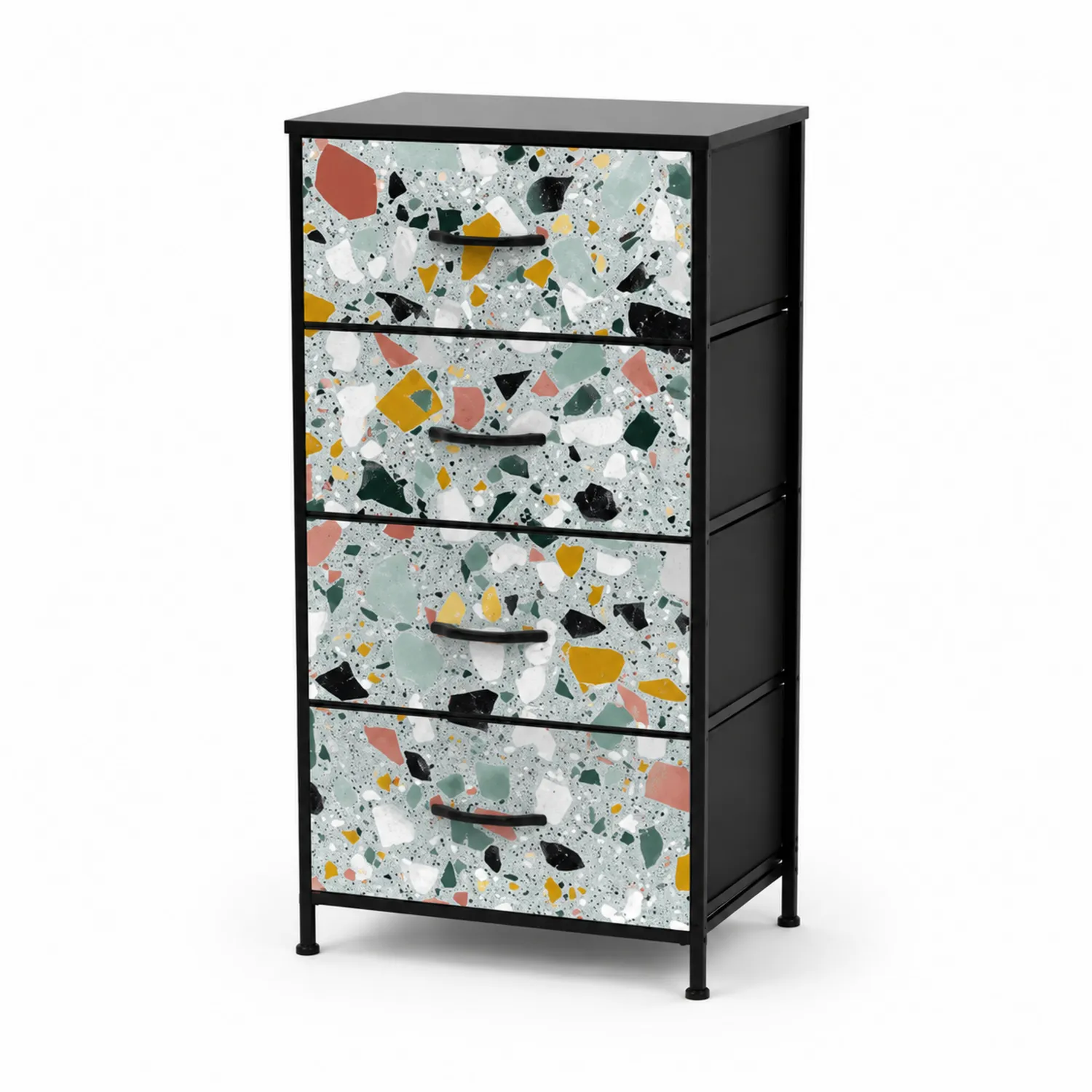 Cassettiera in Metallo e MDF a 4 Cassetti Multicolore-Veltrivoqor