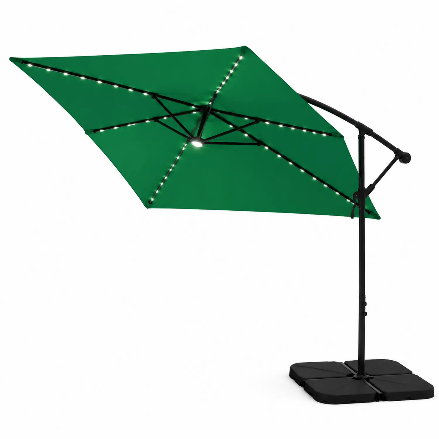 Ombrellone a braccio laterale in Poliestere Verde con LED-Veltrivoqor