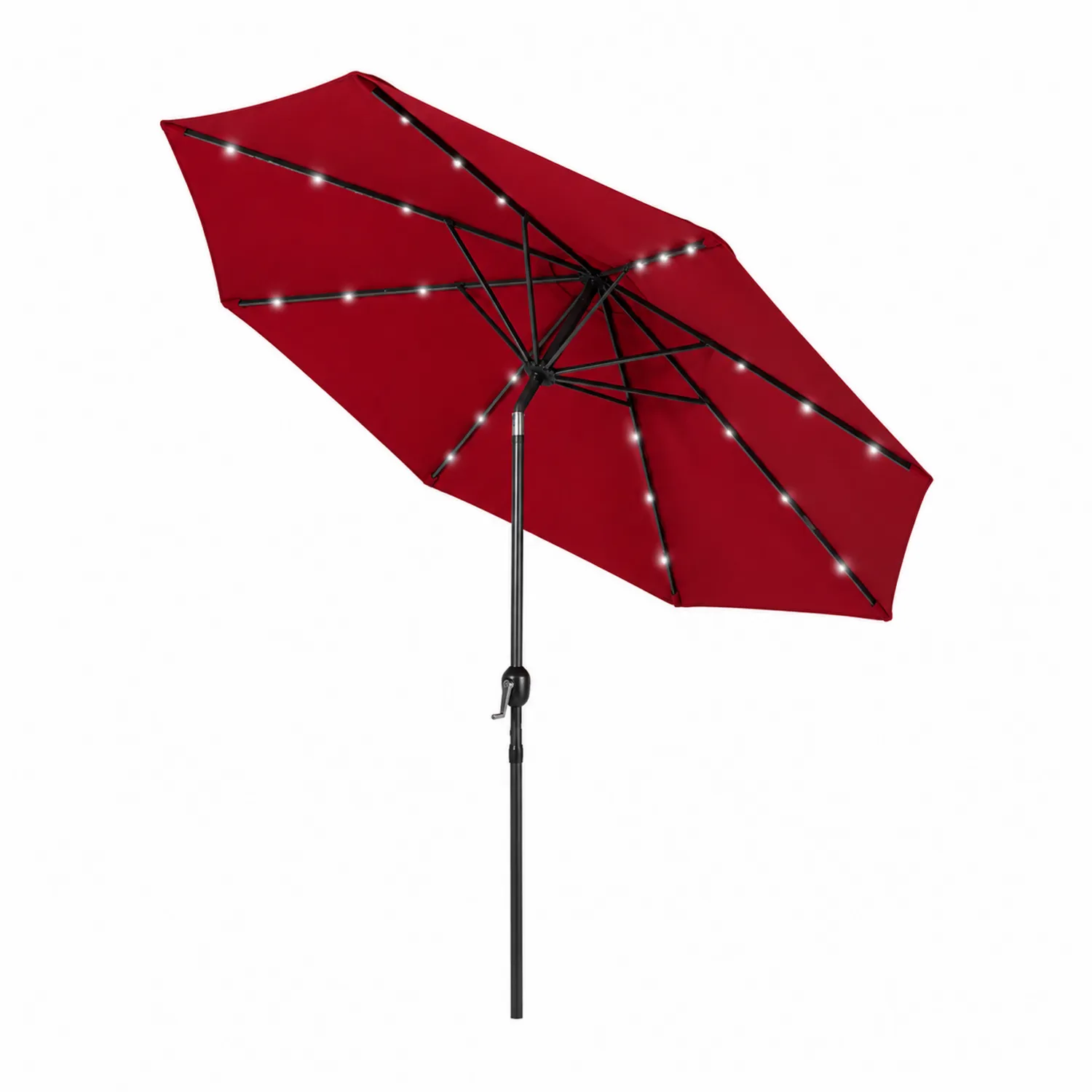 Ombrellone LED Rotondo 300 cm Alluminio Poliestere Rosso-Veltrivoqor