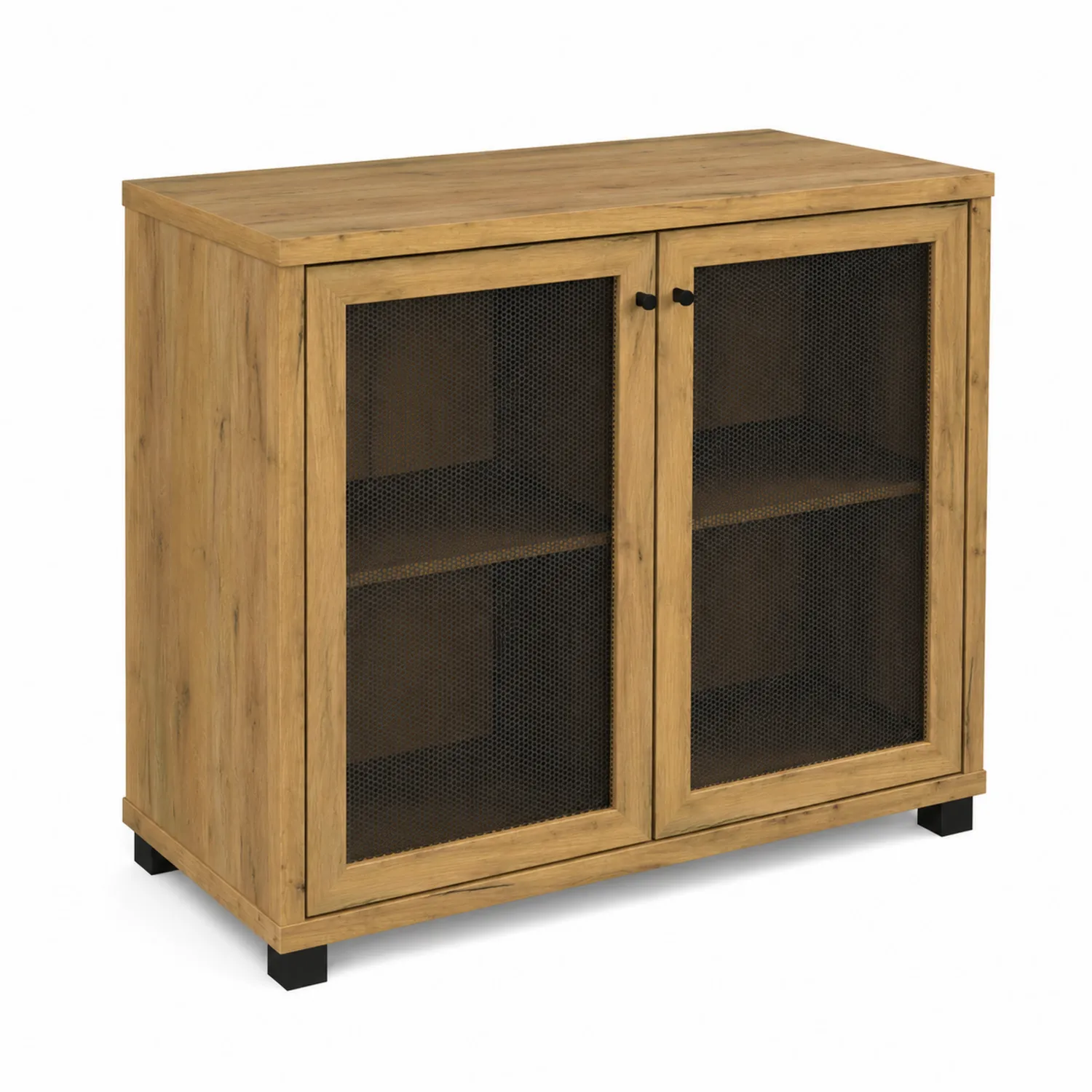 Credenza in Legno e Ferro con Ante a Rete 120x40x85 cm-Veltrivoqor