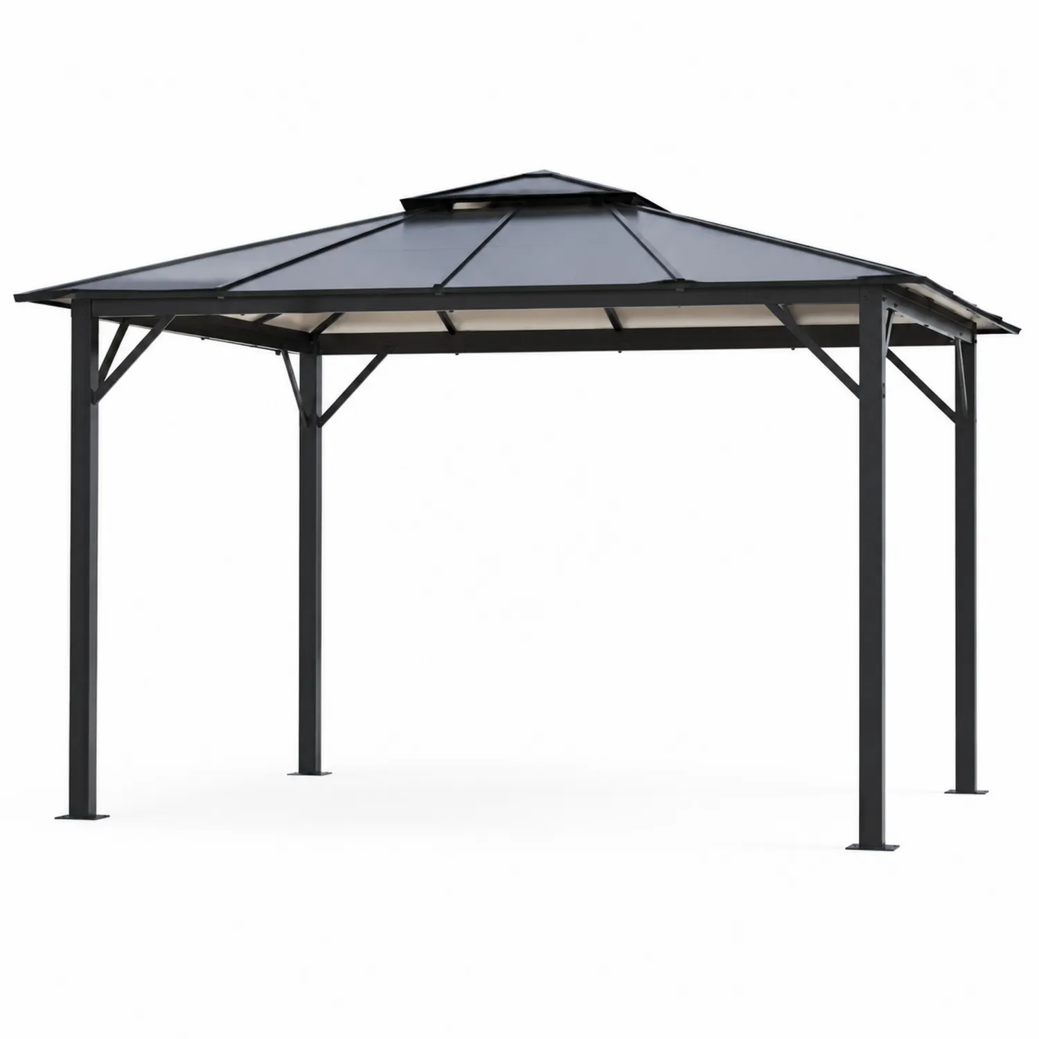 Gazebo Esagonale in Acciaio con Tetto in Policarbonato Grigio-Veltrivoqor