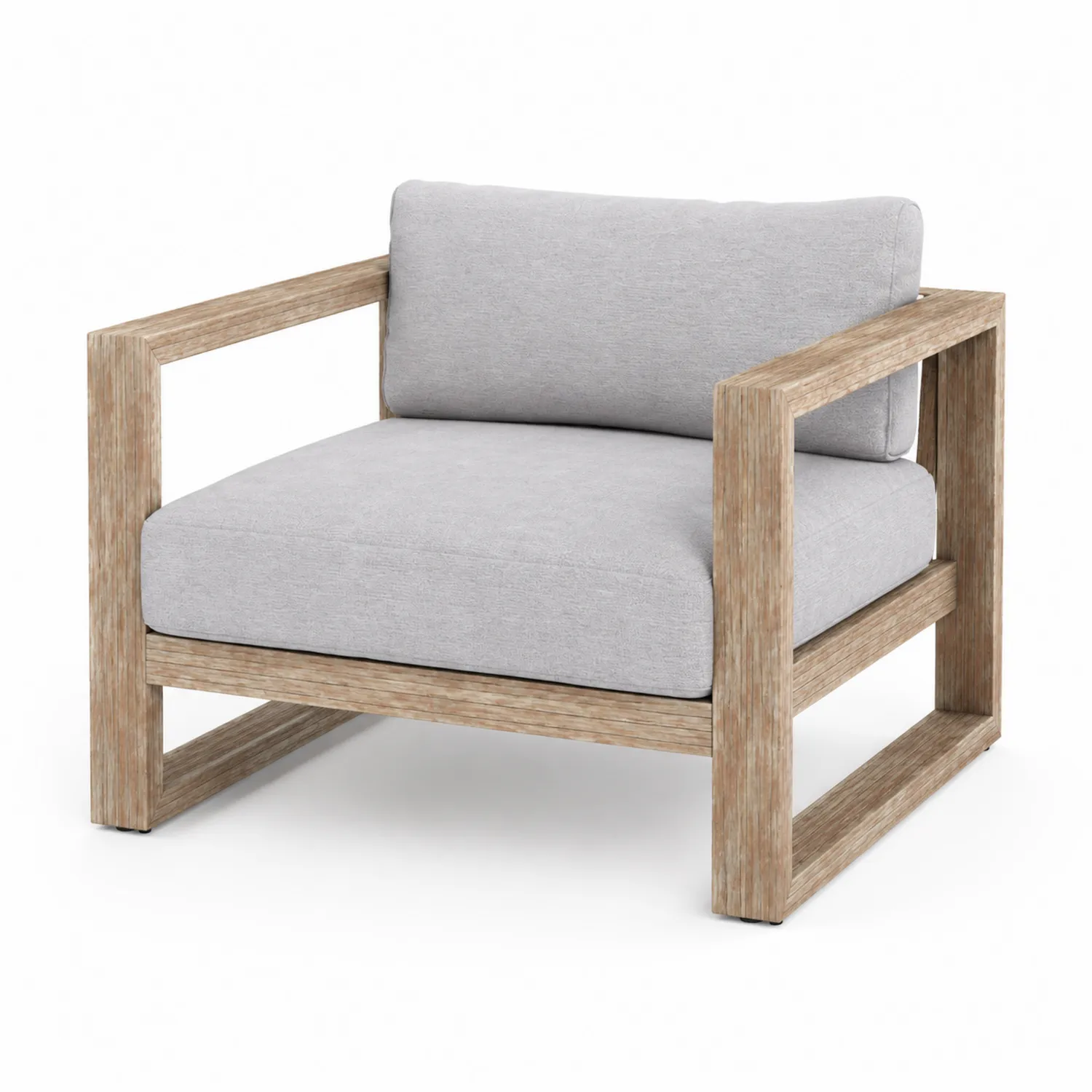 Poltrona da Esterno in Legno e Tessuto Grigio Chiaro-Veltrivoqor