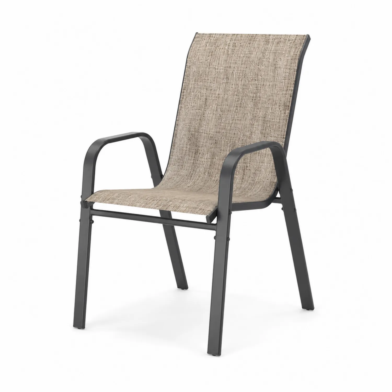 Sedia da giardino in metallo e tessuto beige-Veltrivoqor