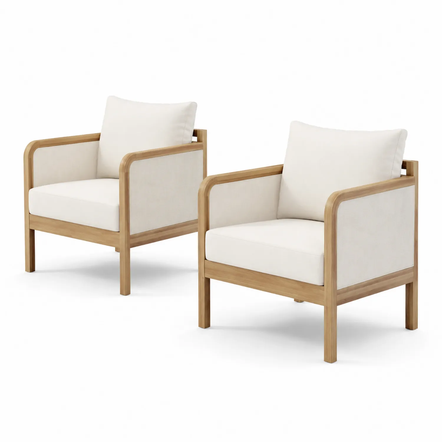 Set di 2 Poltrone da Esterno in Teak e Tessuto Poliestere-Veltrivoqor