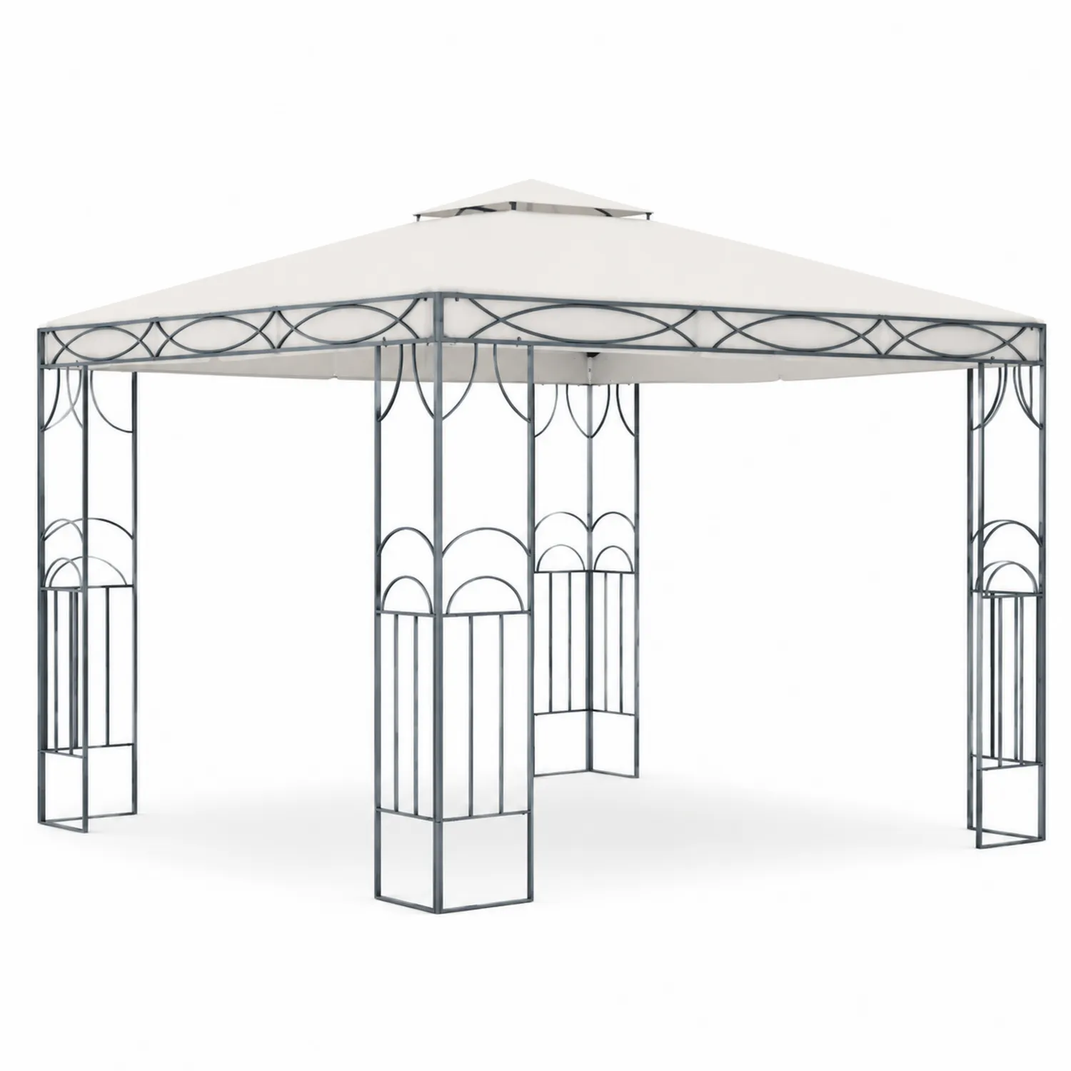 Gazebo da Giardino in Acciaio con Copertura in Poliestere Bianco-Veltrivoqor