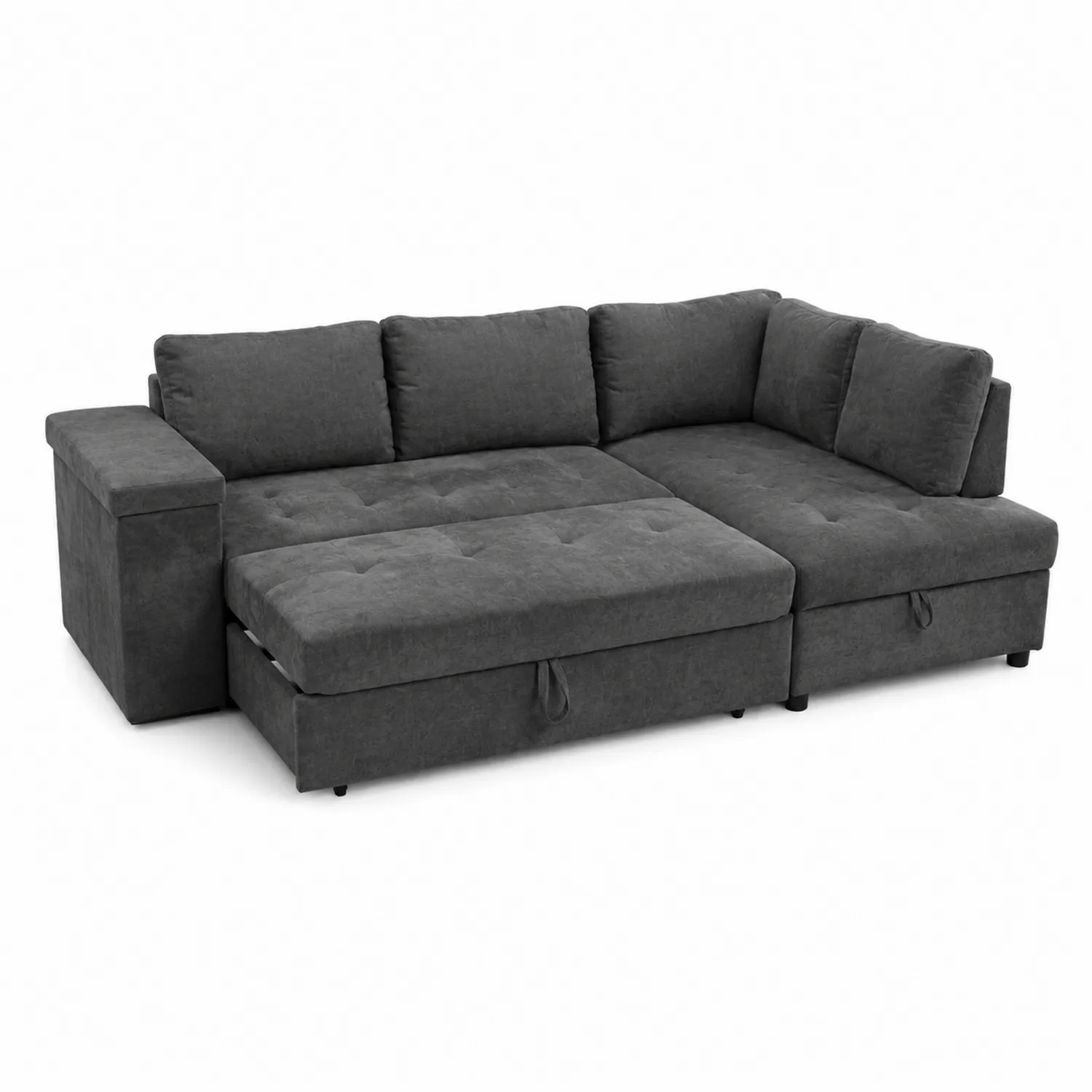 Divano letto angolare in poliestere grigio-Veltrivoqor