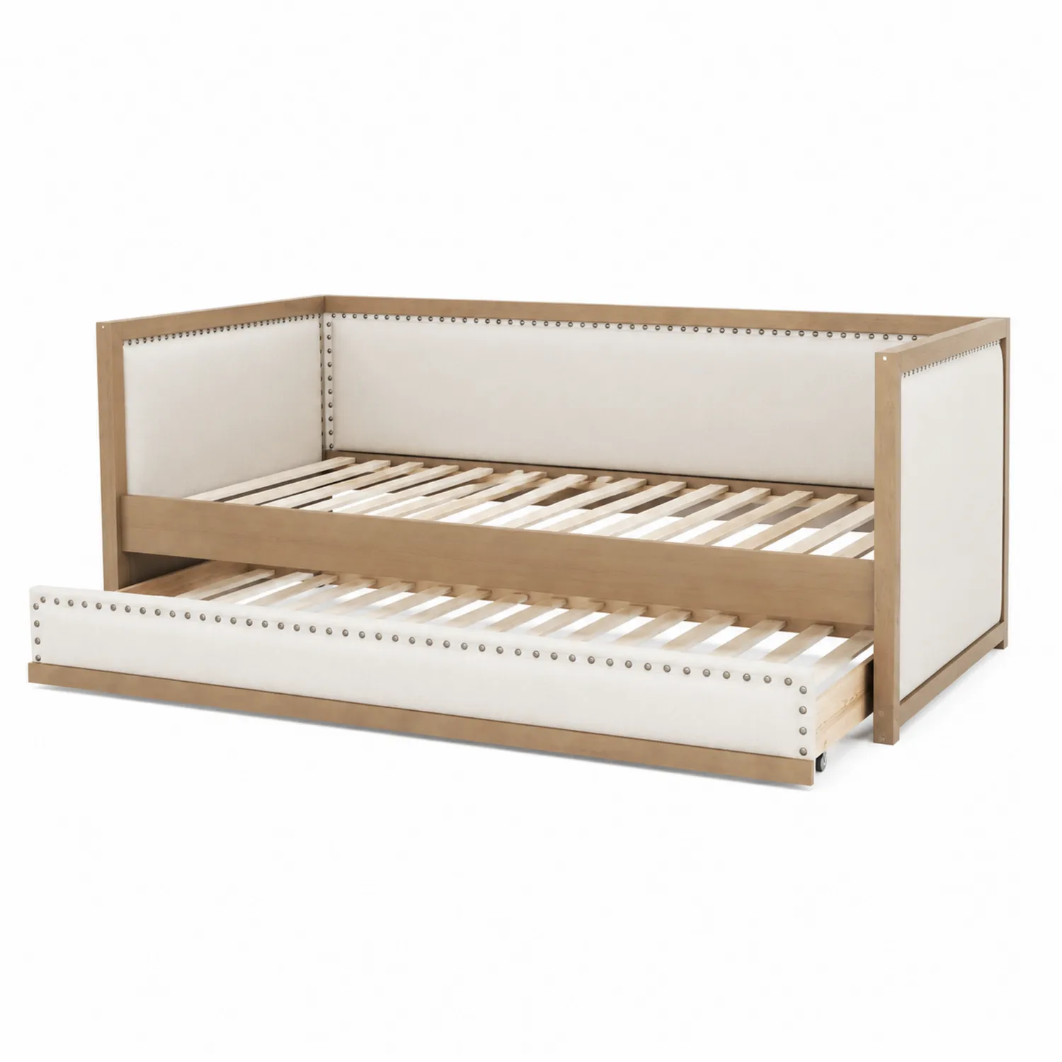 Divano Letto Legno con Tessuto e Cassetto Estraibile-Veltrivoqor
