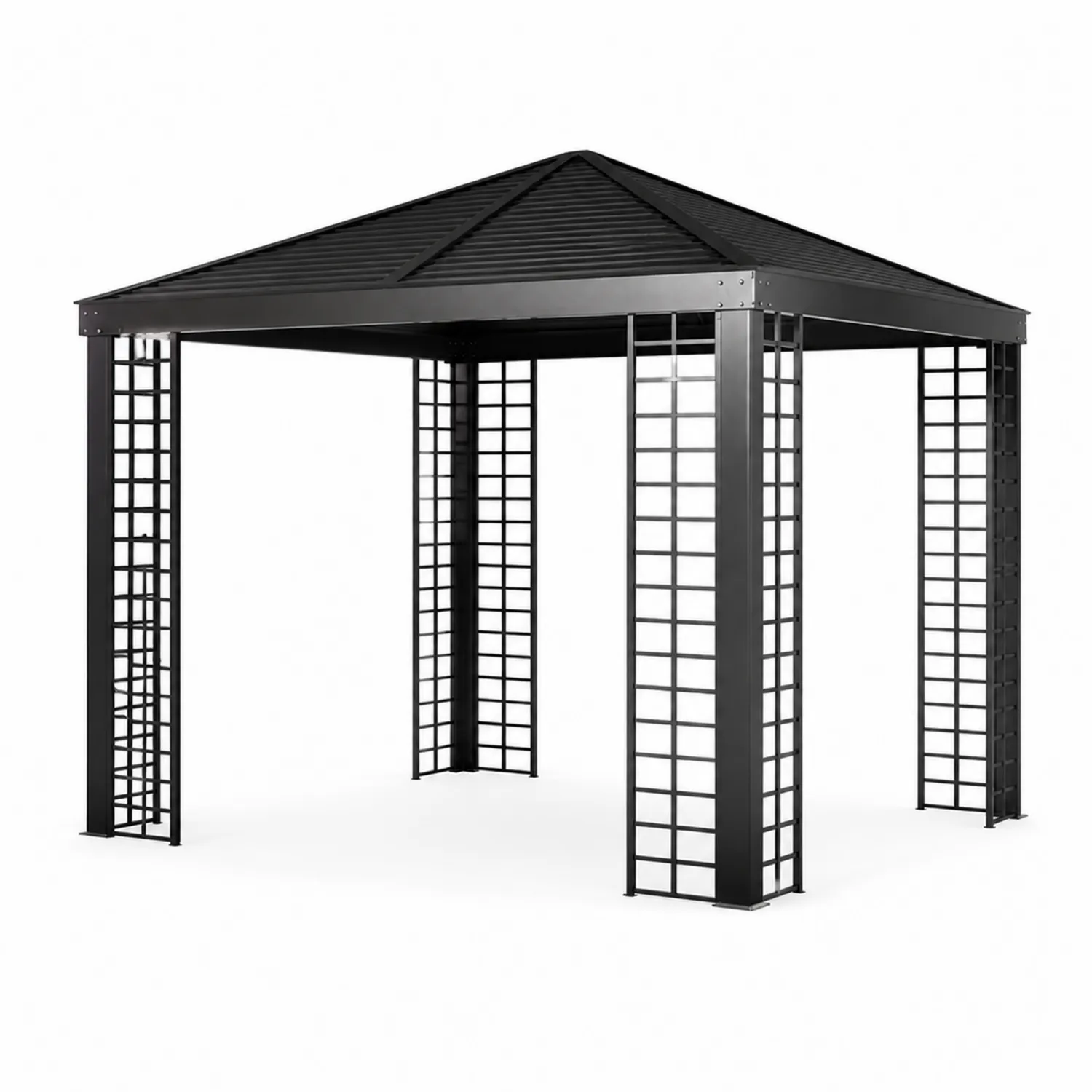 Gazebo Quadrato in Acciaio Nero-Veltrivoqor