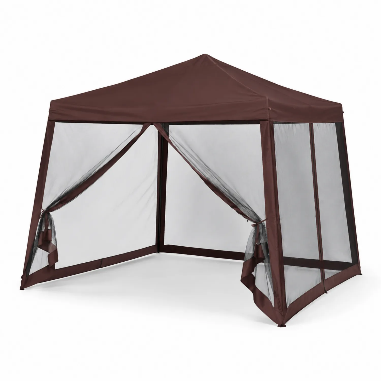 Gazebo da Esterno in Acciaio e Tessuto Marrone 3x3m-Veltrivoqor