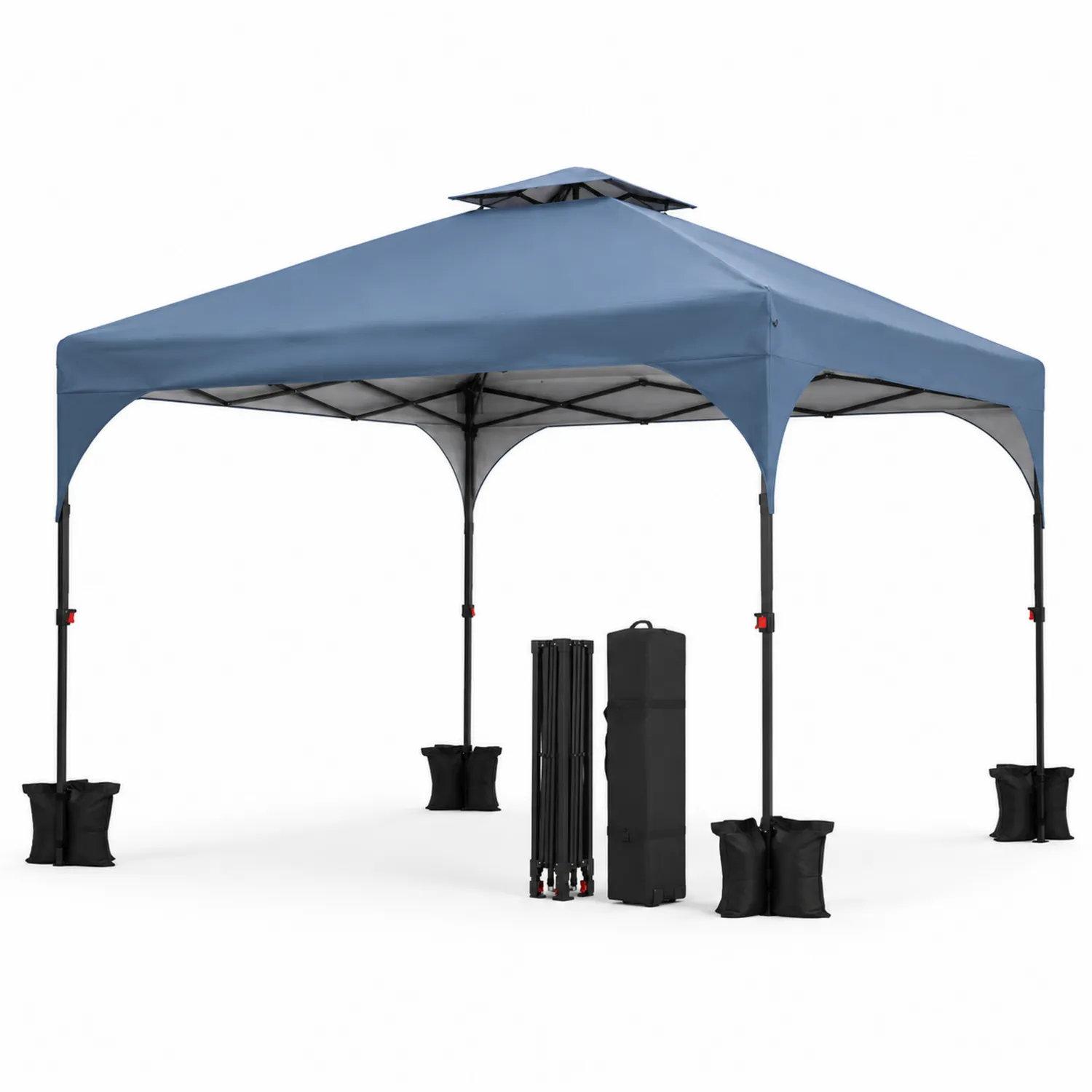 Gazebo Pieghevole da Esterno 3x3 m Acciaio e Tessuto Oxford Poliestere Blu-Veltrivoqor