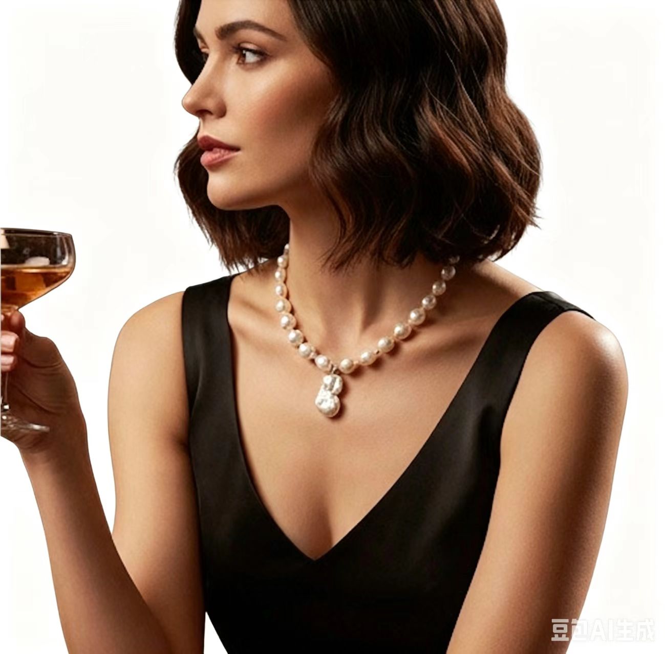Natural freshwater pearl necklace with unique Baroque 
