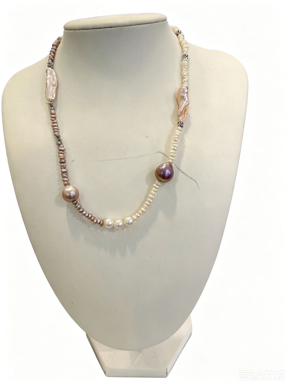Twin Rainbows & Moon Pearls-- Handmade Half-White Half-Purple Baroque Pearl Necklace-Yasvitti Pearl Jewelry