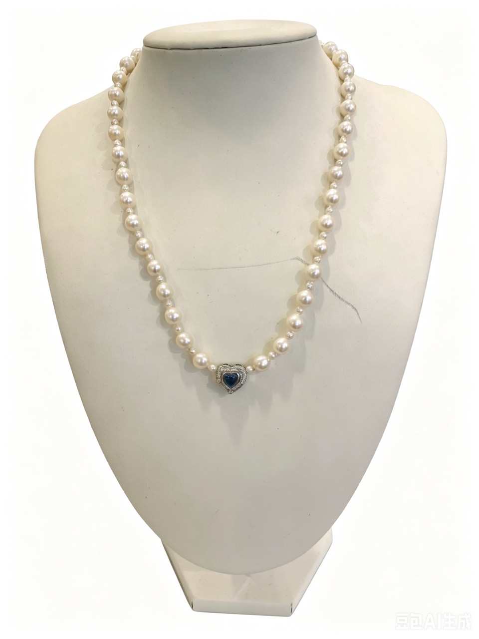 Ocean Heart Pearl Tide--AAAAA+ quality 7mm Natural freshwater pearl necklace with a silver-set aquamarine heart pendant-Yasvitti Pearl Jewelry