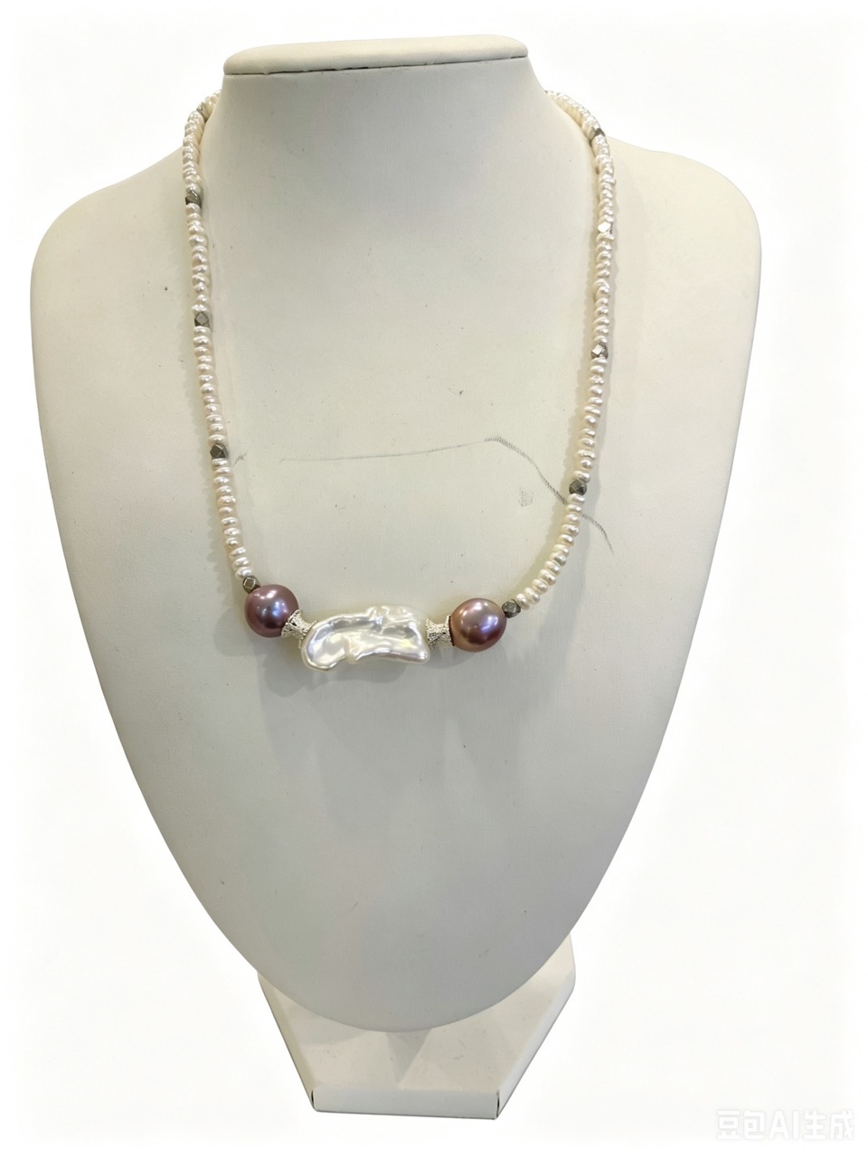 Moon Halo & Purple Haze - Handmade White & Purple Baroque Pearl Necklace-Yasvitti Pearl Jewelry