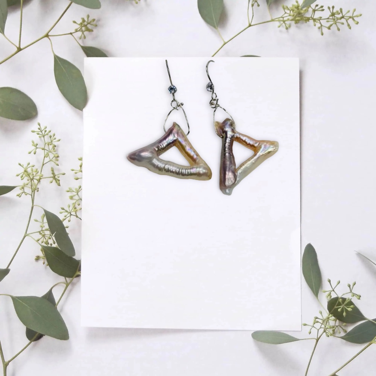 [Copy]Gourd Twin Halo Baroque Earrings--AAAAA+ Handmade Two-Tone Gourd Baroque Pearl Earrings | 925 Sterling Silver Hooks