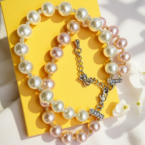 Dual-Tone Flowing Pearls--Handmade Double-Strand AAAAA+ Pearl Bracelet with Zircon Accents-Yasvitti Pearl Jewelry