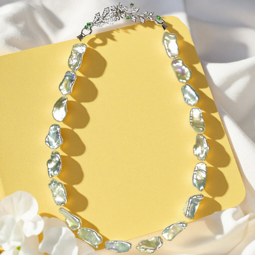 Rebirth Stones & Shimmering Light--Handmade Iridescent Baroque "Rebirth Stone" Pearl Necklace -Yasvitti Pearl Jewelry