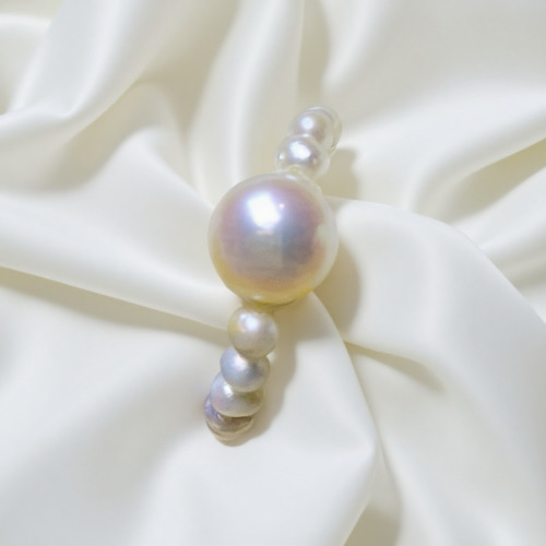 [Copy]Silver Lace Moonlight Holding Pearl-AAAAAA+ Handmade White Pearl Ring with 925 Silver Crown Silver Lace Moonlight Pearl