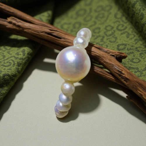 [Copy]Silver Lace Moonlight Holding Pearl-AAAAAA+ Handmade White Pearl Ring with 925 Silver Crown Silver Lace Moonlight Pearl