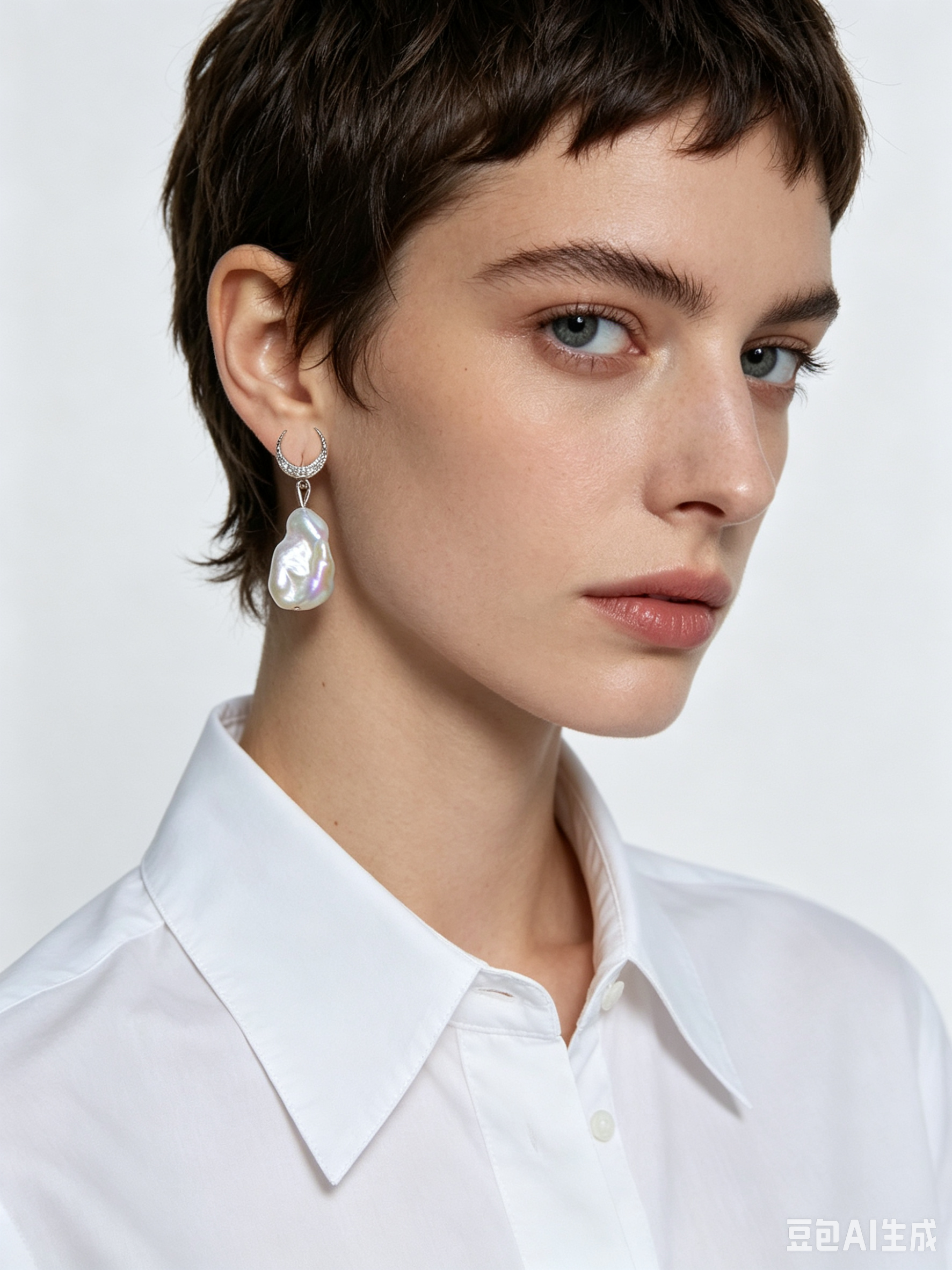 Crescent & Iridescent Baroque Pearl Earrings--AAAAA+ Crescent & Iridescent Baroque Pearl Drop Earrings