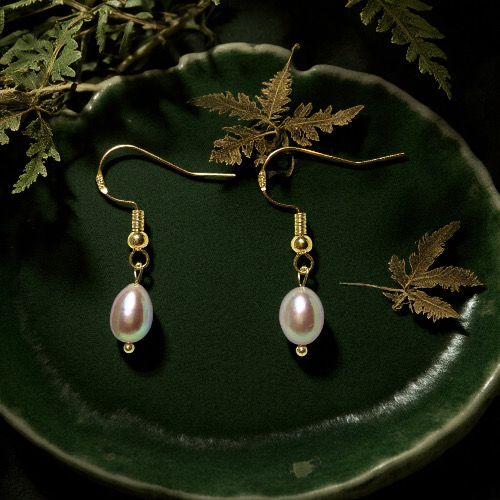 Sunset Hanging Dew Pearl Drops--AAAAAA+ Purple Mist Green Iridescent Pearl Ear Hook | Handmade Jewelry