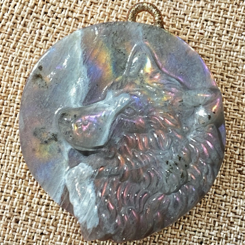 Shadow of the Frost Wolf- leather rope necklace with frost Wolf King labradorite pendant-Yasvitti Pearl Jewelry