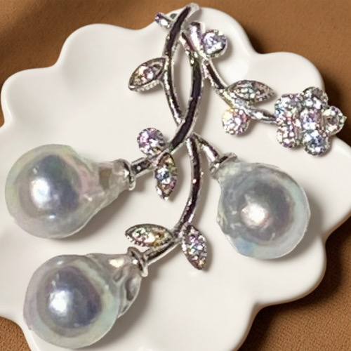 Silver Ocean Bough--Silver necklace with AAAAAA+ Deep sea silver pearl pendant-Yasvitti Pearl Jewelry