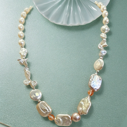 Iridescent Purple Pearl Dream-- AAAAA+ 7*9mm Natural freshwater pearl necklace with unique 10-23mm Baroque -Yasvitti Pearl Jewelry
