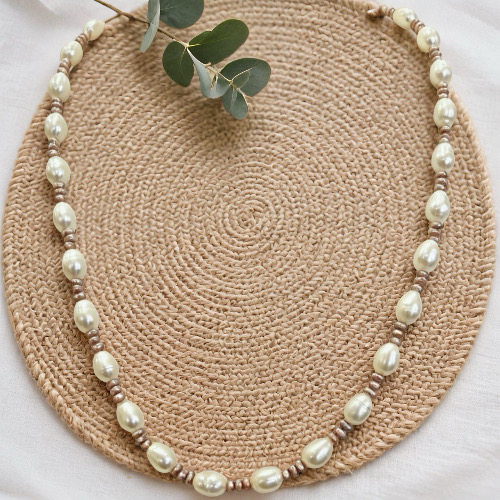 Pearlight Purple Mist--White Pearl AAAA+ Necklace With Mini Baroque