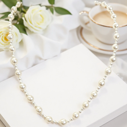 [Copy]Ocean Heart Pearl Tide--AAAAA+ quality 7mm Natural freshwater pearl necklace with a silver-set aquamarine heart pendant