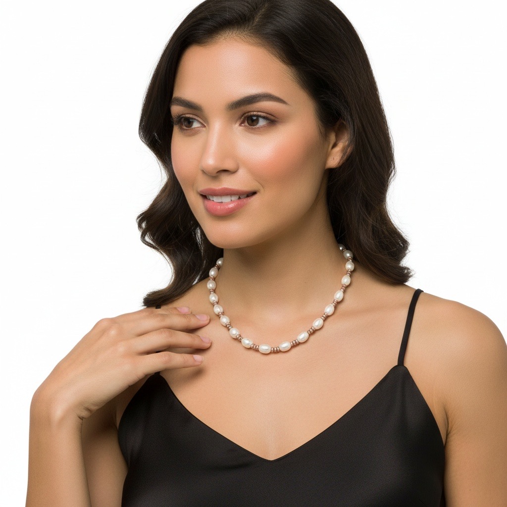 Pearlight Purple Mist--White Pearl AAAA+ Necklace With Mini Baroque