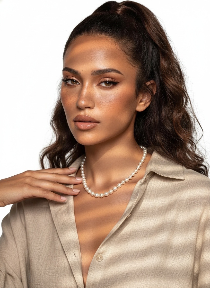 [Copy]Ocean Heart Pearl Tide--AAAAA+ quality 7mm Natural freshwater pearl necklace with a silver-set aquamarine heart pendant