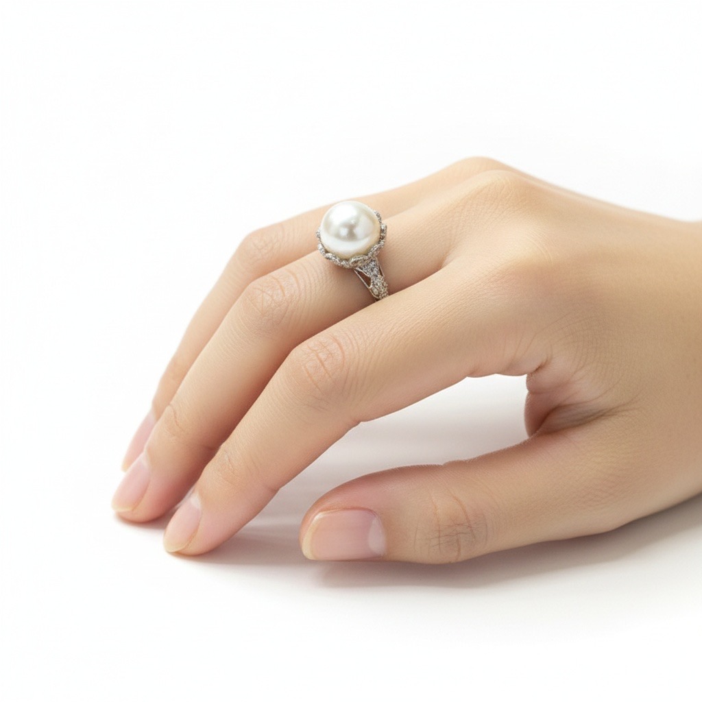 Moonlight Pearl Crown Ring--AAAAAA+ Handmade White Pearl Ring with 925 Silver Crown Setting-Yasvitti Pearl Jewelry