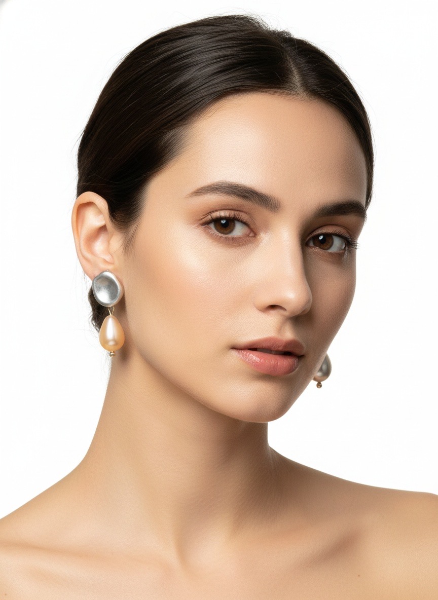 Stone Frame & Twin Pearls--AAAAAA+ Dual-Tone Pearl Stud Earrings with Stone shape| Handmade Jewelry