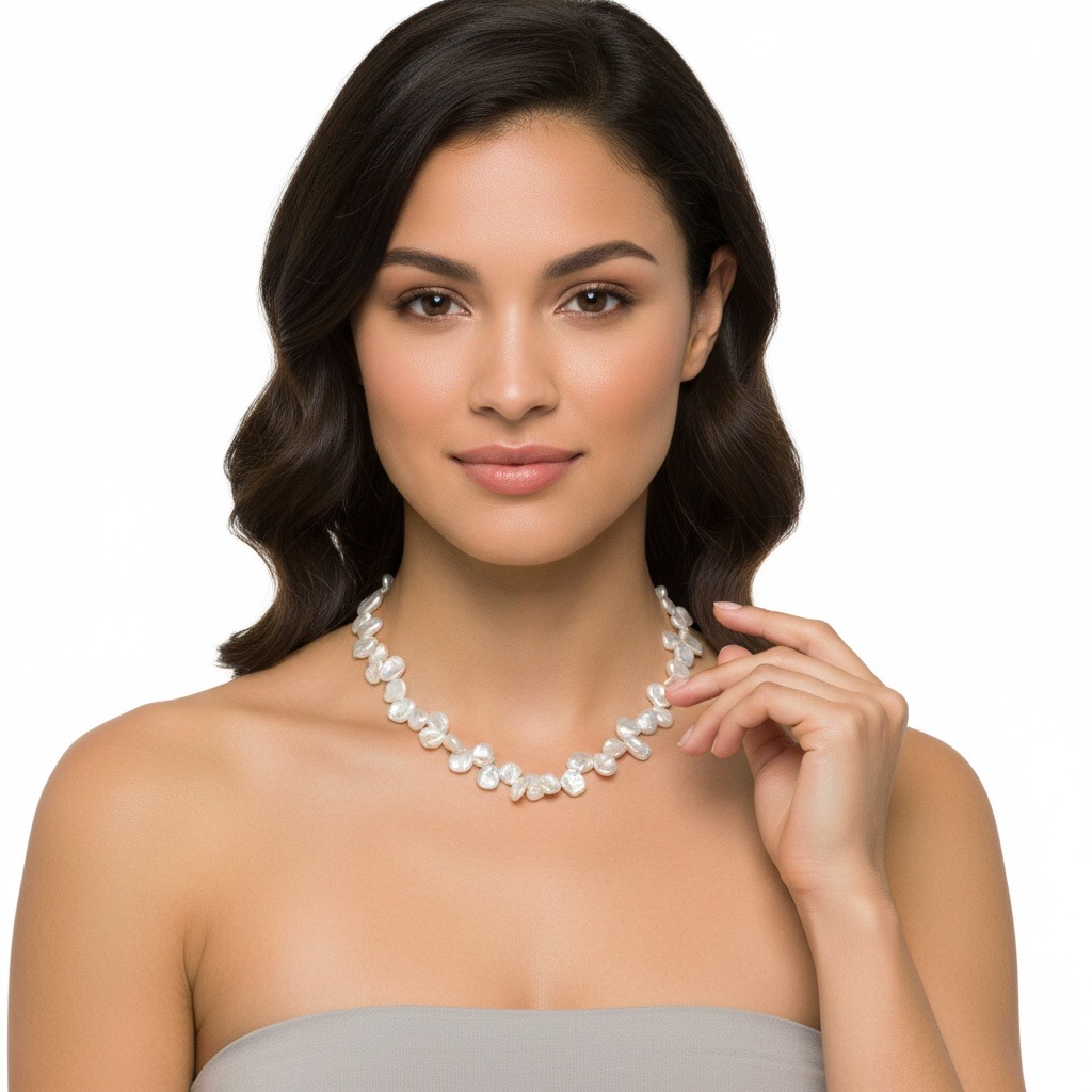 Broken Silver & Moonlight Stream--Handmade Silver-Blue Baroque Pearl Necklace with 925 Silver Clasp-Yasvitti Pearl Jewelry