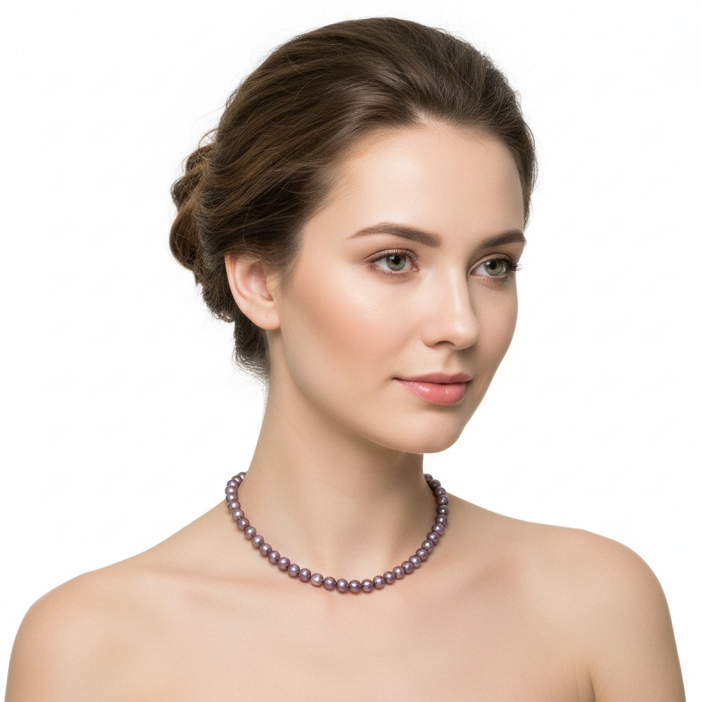 Imperial Purple Iridescent Pearl Necklace-Handmade Mystic Purple Near-Round Baroque AAAAA+ Pearl Necklace -Yasvitti Pearl Jewelry