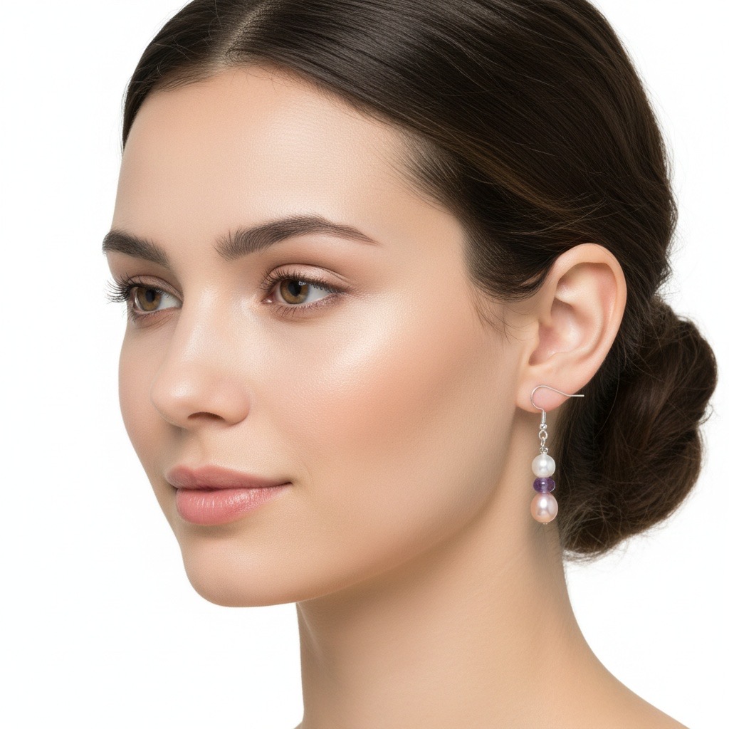 [Copy]Gourd Twin Halo Baroque Earrings--AAAAA+ Handmade Two-Tone Gourd Baroque Pearl Earrings | 925 Sterling Silver Hooks